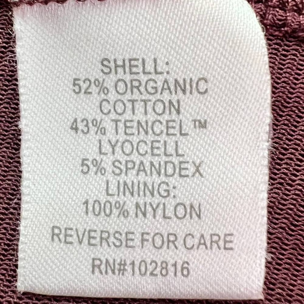 GARNET HILL Organic Cotton Short-Sleeve Tie-Waist Dress in Burgundy Womens Large - Picture 9 of 9